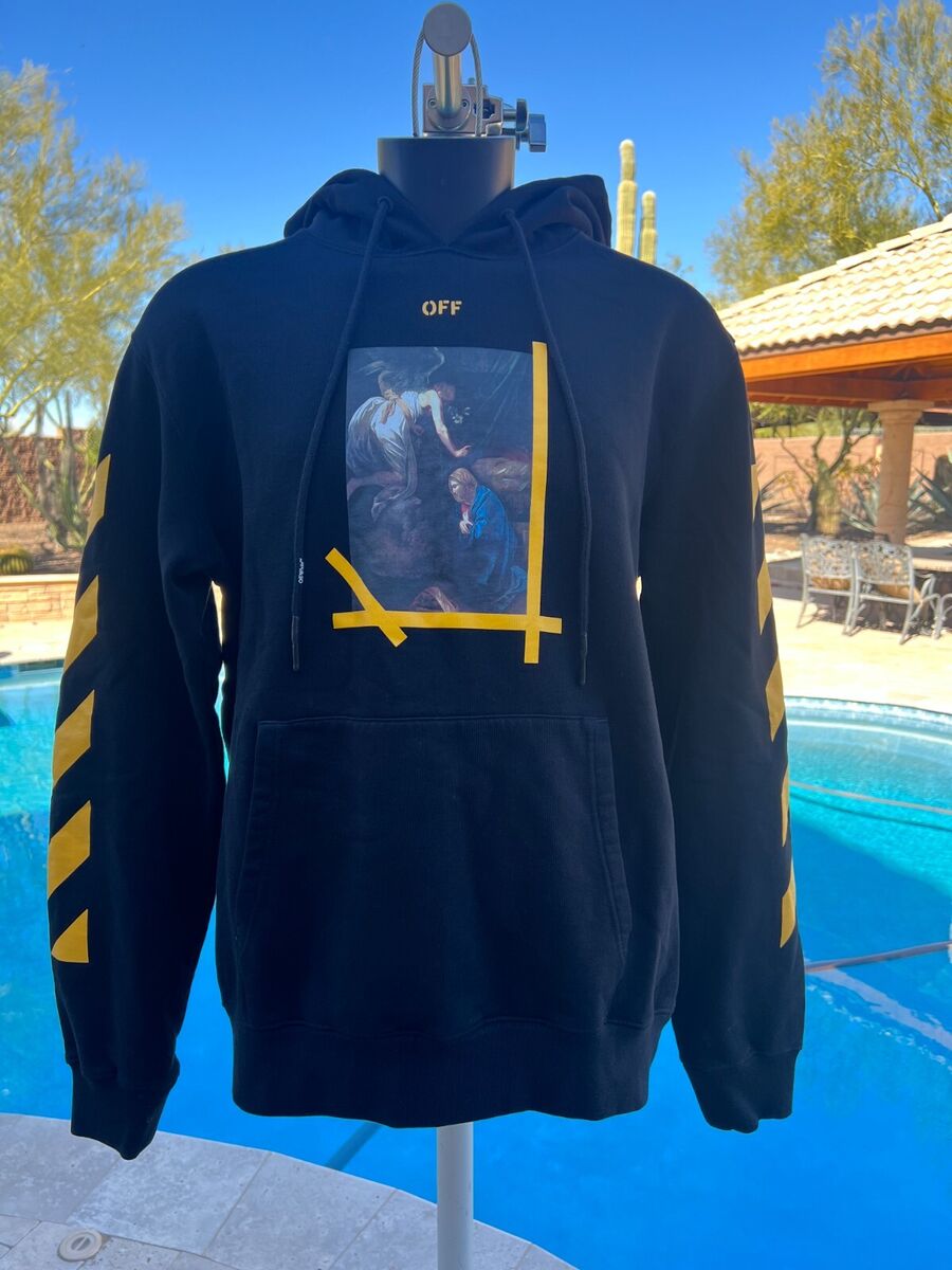 OFF WHITE CARAVAGGIO PAINTING GRAPHIC HOODIE in BLACK sz XL OFF WHITE CARAVAGGIO PAINTING GRAPHIC HOODIE in BLACK sz XL