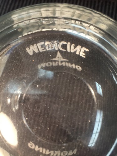 COFFEE OR TEA MUG OR CUP MORNING MEDICINE CLEAR W/WHITE WRITING EXCELLENT SHAPE - Picture 6 of 9