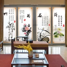 Static Cling Glass Sticker No Glue Floral Stained Window Film Opaque Privacy Art