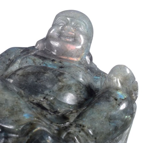 5.08" Natural Labradorite Laughing Maitreya/Buddha  Carving Collectibles, #AX12 - Picture 1 of 12