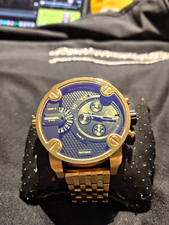 Diesel Only The Brave Mr Daddy DZ7347 Gold Tone Blue Dial Chronograph57mm
