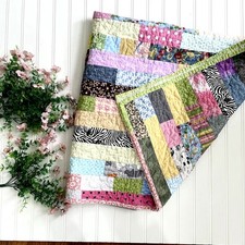 Handmade Brandywine Valley Quilters Guild Quilt Rainbow Stripes Small Crib 37x46