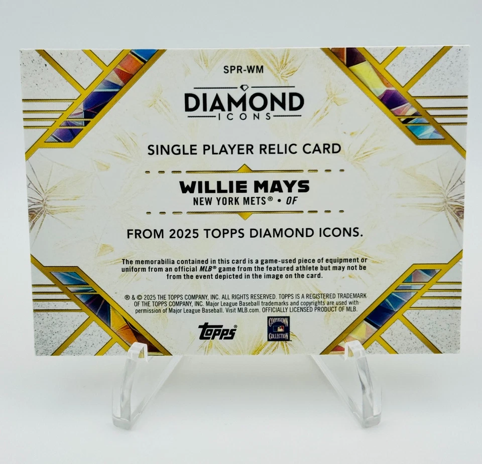 2025 Topps Diamond Icons Willie Mays Game Used Bat Relic 02/25 NY Mets SF Giants - Image 2 of 4