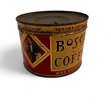 Vintage BOSCUL Coffee Tin Can 1 LB Metal Advertising Container