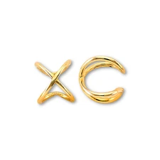 14K Gold X Ear Cuff | Real Gold No Piercing Cartilage Earring | Single Piece