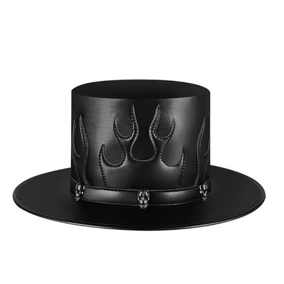 Steampunk Plague Doctor Hat PU Leather Flame Magic Hat for Cosplay Costume Prop