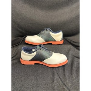 FootJoy Greenjoys Golf Shoes Saddle Size 7M Green Plaid Orange Bottom Lace Up