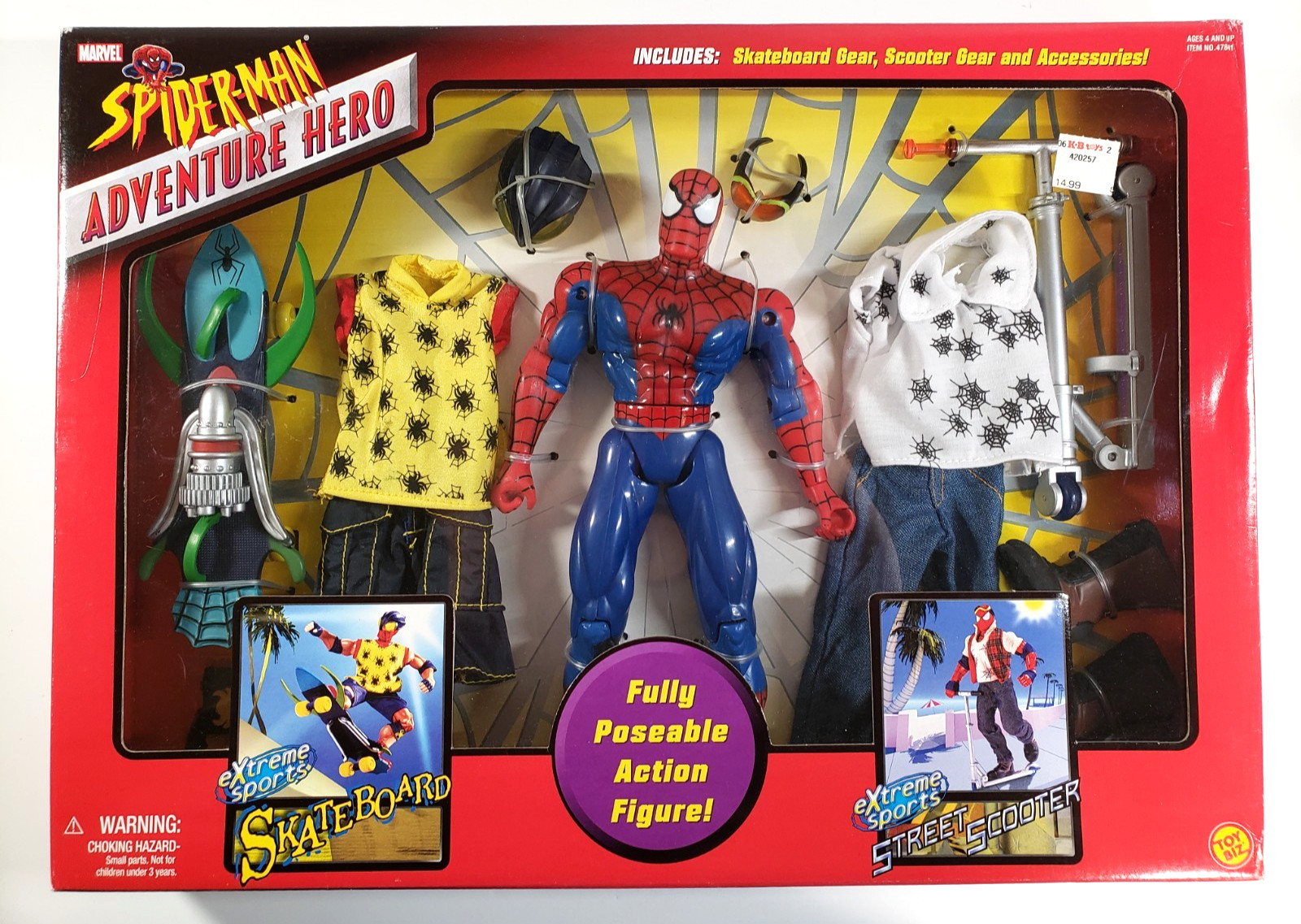 Toy Biz Marvel Spider-Man Adventure Hero eXtreme Sports Skateboard Figure 2001
