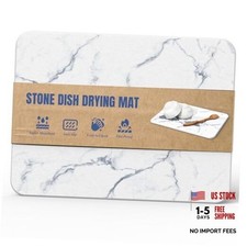 Quick Dry Stone Drying Mat for Kitchen Counter, Water Carrara White Marble
