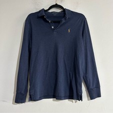 Polo Ralph Lauren Classic Fit Long Sleeve Cotton Polo Shirt Navy Blue Small