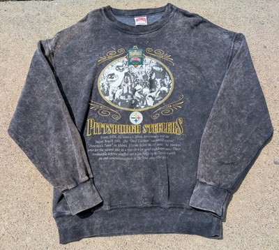 Vintage Pittsburgh Steelers Sweatshirt Nutmeg Throwback Large Gray Stonewash USA