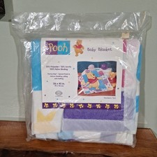 Vintage Disney Baby Winnie the Pooh Silky Edge Patchwork Blanket Beacon Rare