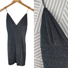 Forever 21 Evening Dress Size Small Glitter Formal Prom Silver Mini Stretch