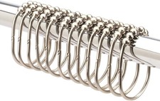 2LB Depot Wide Shower Curtain Rings/Hooks Set, Decorative Brushed Satin Nickel