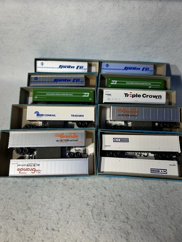 Cool Athearn Trailer Train HO 20 Cars + Trailers With End Of Train Light - Picture 3 of 14