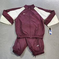 Vintage Reebok Track Suit Set Mens Large Maroon White Jacket Pants 90s Warmup