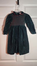Sophie Dess Vintage Green Red Velvet Long Sleeve Toddler Girl Holiday Dress 3yrs
