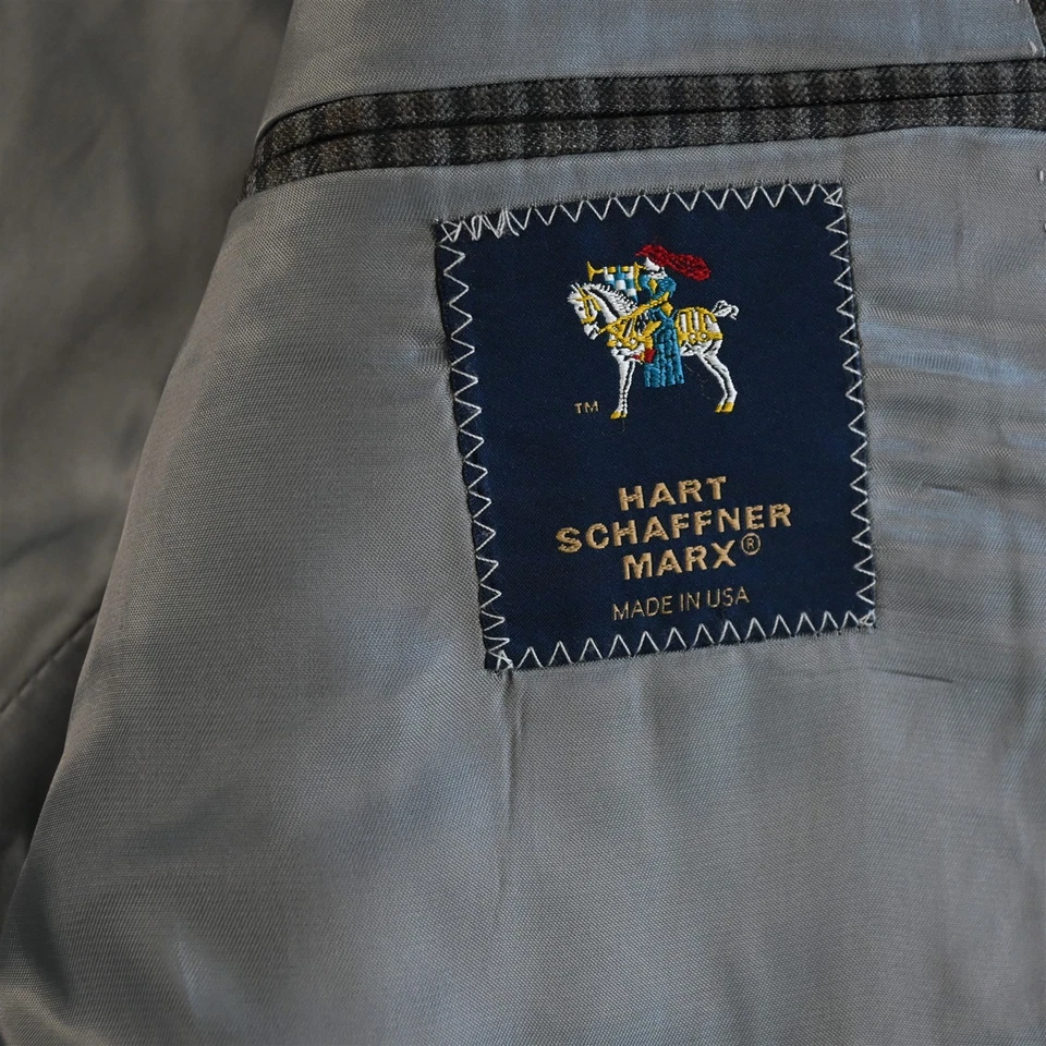 Blazer Traje Chaqueta Abrigo Deportivo Hart Shaffner Marx 48L Gris Cuadros 100% Lana EE. UU. Foto 4 de 4