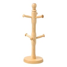 Mug Tree Rack Holder 6 Hook Peg Wooden Hanging Tea Cup Coffee Kitchen Storage