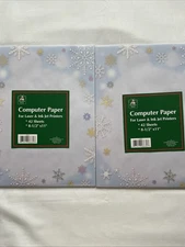 Set of 2 Holiday Computer Paper for Laser Ink PRINTERS.42 Sheets Each. 8.5 x 11