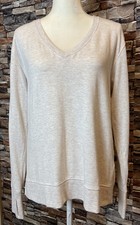 "NEW" ATHLETA sz L Sunrise V-Neck Oatmeal Heather Lightweight Sweatshirt