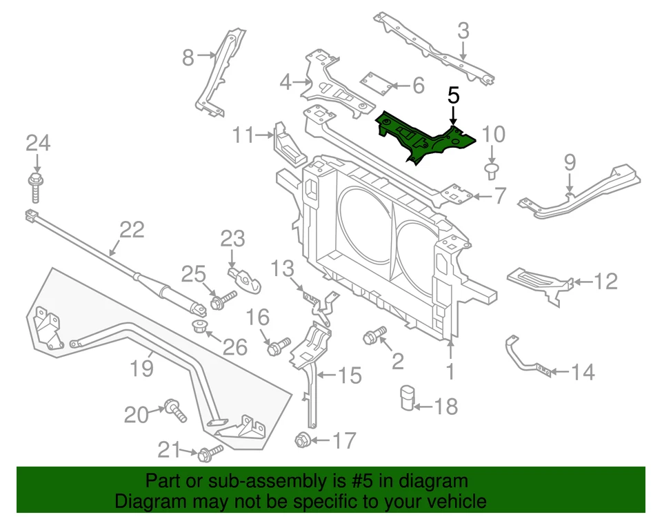 Genuine Nissan 370Z Driver Left Upper Hood Lock Bracket 625E5-1EA0A - Image 2 of 2