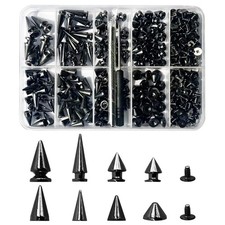 354 Pcs Punk Spikes and Studs Kit 8 Sizes Metal Cone Spike Studs Rivets for C...
