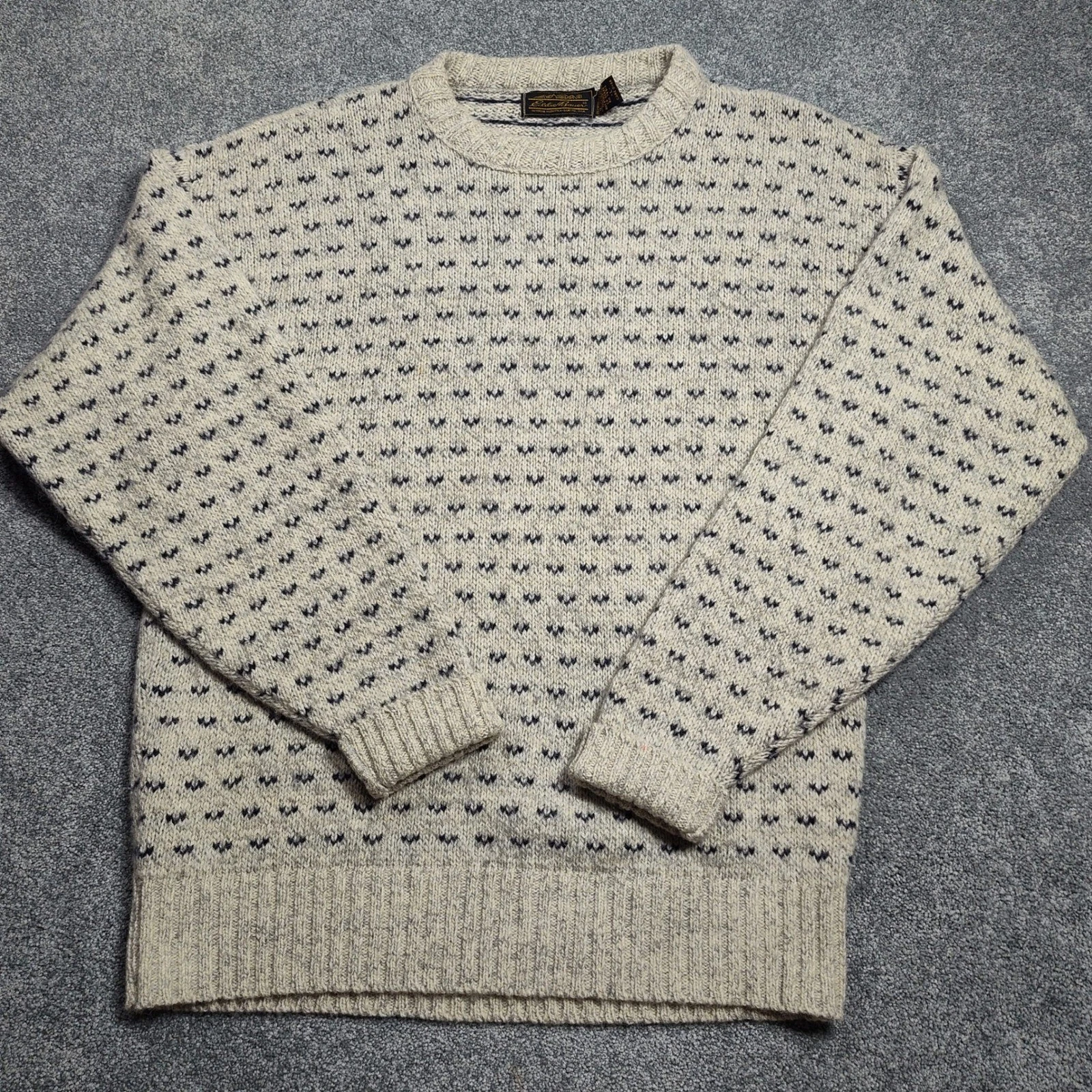Eddie Bauer Sweater Mens L Wool Blend Crew Neck Patterned Knit Outdoor Pullover