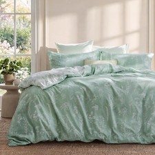 Duvet Cover Queen Size - Reversible Green Queen Duvet Cover Set with Zipper
