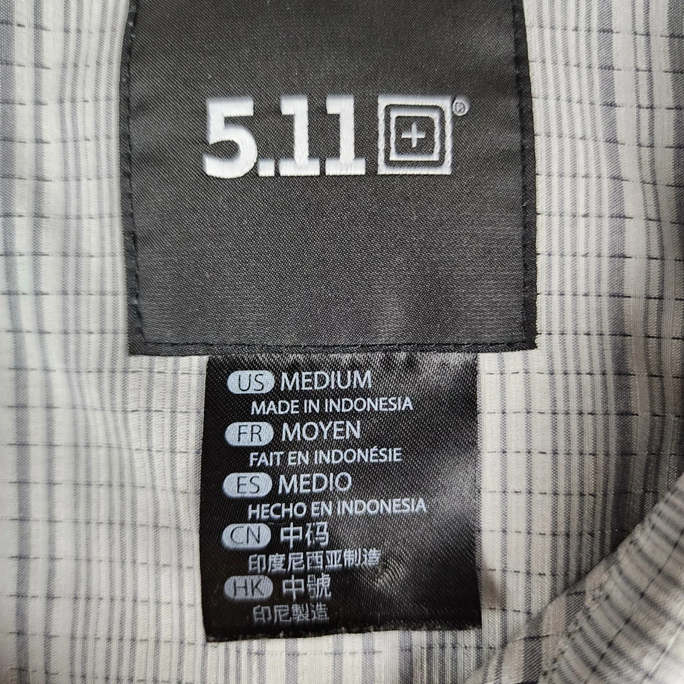 5.11 Tactical Shirt Mens Medium Gray Striped Ellis Button Snap 71207 - Image 2 of 4