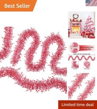XIMISHOP 5pcs 33ft Candy Christmas Tinsel Garlands,Shiny Red White Cane Hangi...