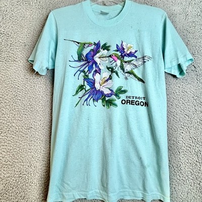 Vintage 1980s Stedman Super 50 Detroit OREGON Humming Bird Nature T Shirt Size M