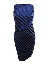 Lauren by Ralph Lauren Women's Petite Striped Velvet Sheath Dress (0P, Navy)