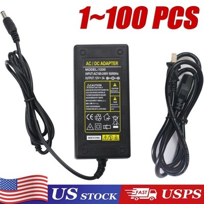 12V 5A 5 AMP 60W DC Power Supply Adapter Transformer LED Strip CCTV PC 5050 USA