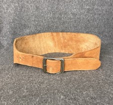 VTG Handmade Leather 4  Wide Weight Lifting Belt Size 33 ONLY Brown Buckle USA
