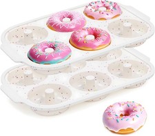 2 Pcs Silicone Donut Pan Baking W/ Metal Reinforced Frame Nonstick 6 Cavity