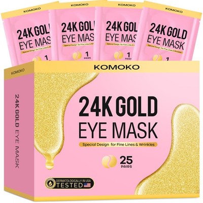 25-Pairs 24K Gold Under Eye Patches, Skin Care, Golden Under Eye Anti-Aging C...