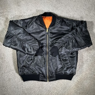 ROTHCO MEN'S MA-1 SATIN FLIGHT BOMBER JACKET SZ LARGE REVERESIBLE
