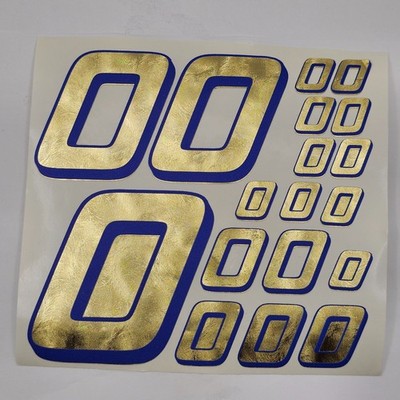 Hammered Gold/Blue Number 0's Racing Vinyl Decal Sheet 1/16-1/8th Arrmatraxxas