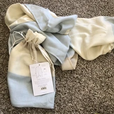 Mer Sea Striped Poncho Open Front Cape Shawl Travel Wrap One Size Blue White