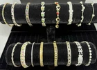 Costume Vintage Jewelry Bracelets Lot Of 16 Gemstone, Silver, & Gold Tones