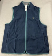 BROOKS BROTHERS Men’s Full Zip Teddy Fleece Vest Size Large Navy Blazer NWT