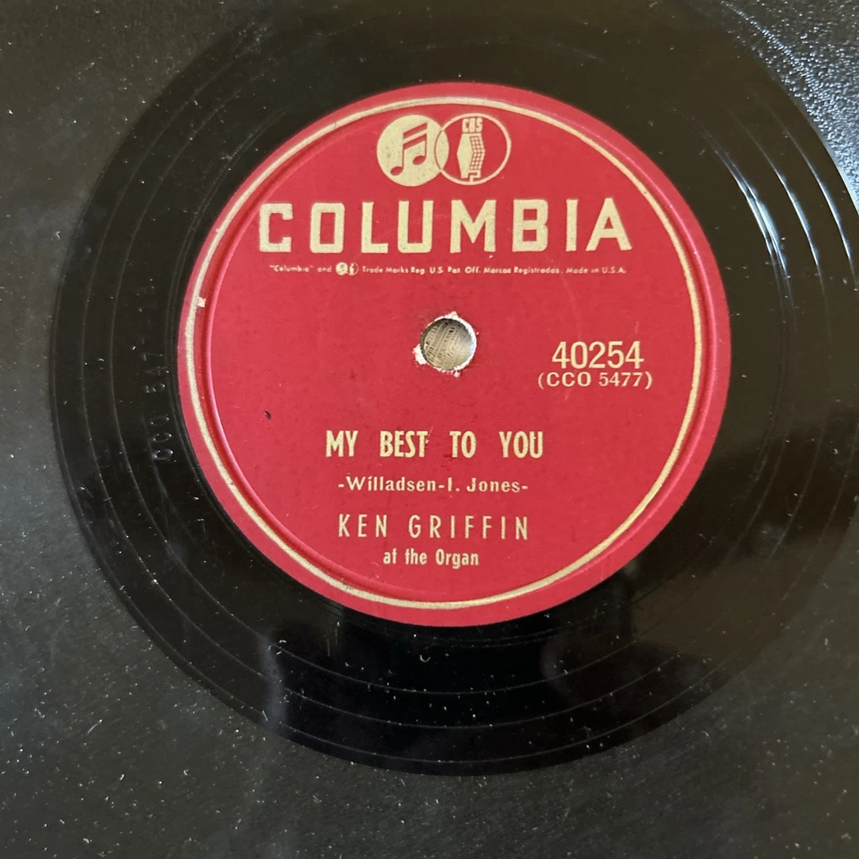 2-Ken Griffin-Columbia Records 40254/40184-FERRY BOAT/BEST TO YOU-78 RPM VG+ Foto 4 de 4