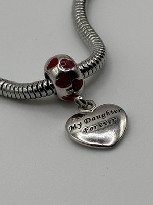 Vintage Danbury Mint Signed  My Daughter Forever  Silver-Tone Heart Charm