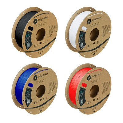 POLYMAKER PLA 3D PRINTER PLASTIC FILAMENT 3 D PRINTING BLACK BLUE RED WHITE 4 PK