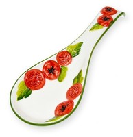 Ital. Relief Keramik LöFfelablage Tomate Rot, LöFfelhalter Rustikal Ca. 28Cm