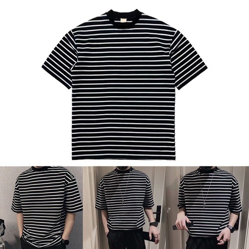 Herren Freizeit Kurzarm T-Shirt mit trendigen Streifen für den Alltag