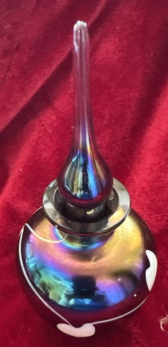 Fenton Hanging Hearts Perfume Bottle - Dark Blue Iridescent - No Chips or Cracks - Picture 4 of 8