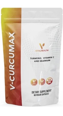 VitalHealth V-Curcumax Turmeric Vitamin C Selenium MSM Vegan Non-GMO 60 Capsule.