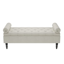 Storage Bench for Bedroom End of Bed Rolled Arm Linen Window Seat Ottoman Couch